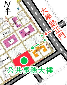 自大學路正門進入